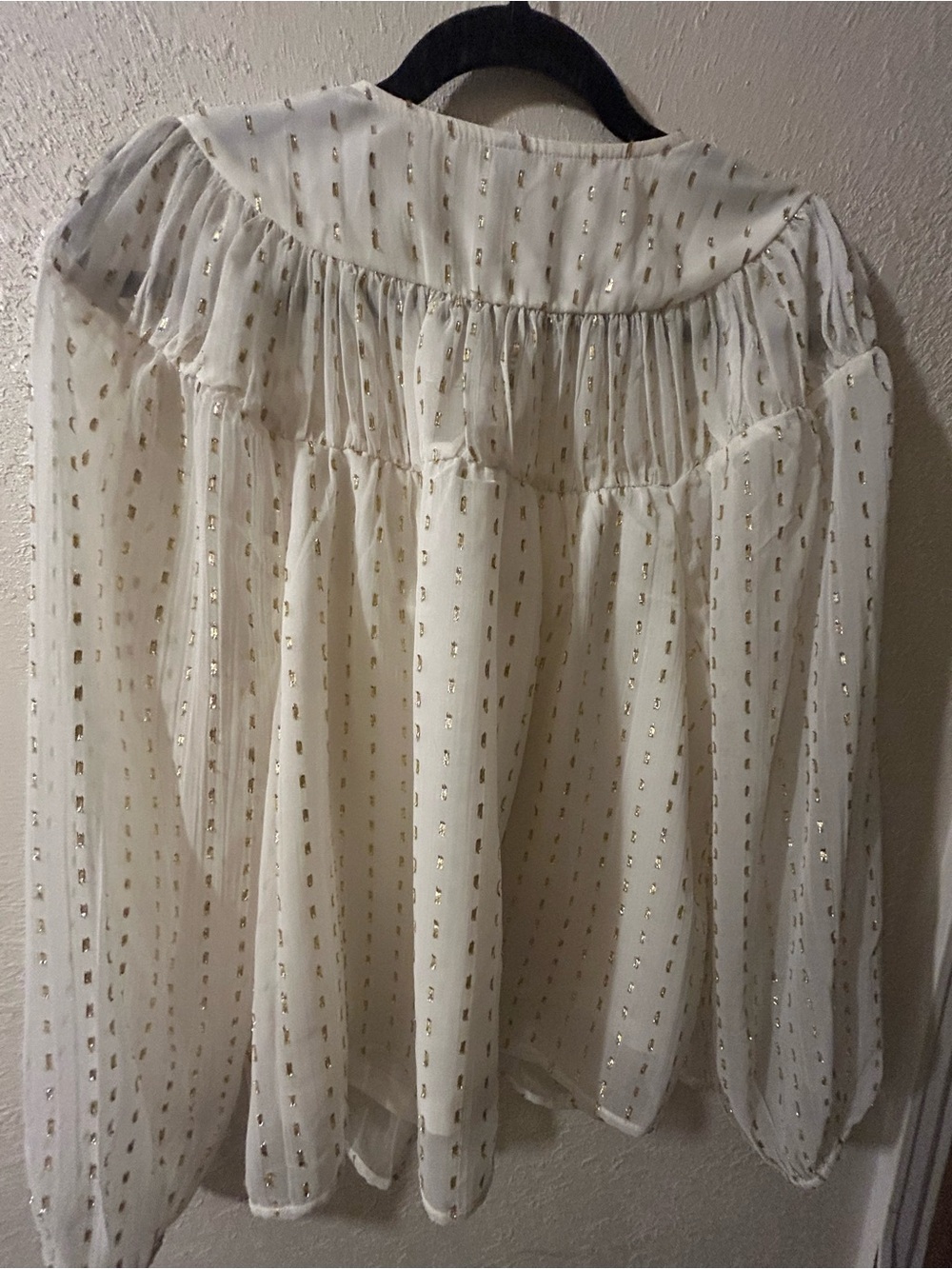 Old Navy Cream Blouse with Gold Foil Dots - Picture 4 of 6